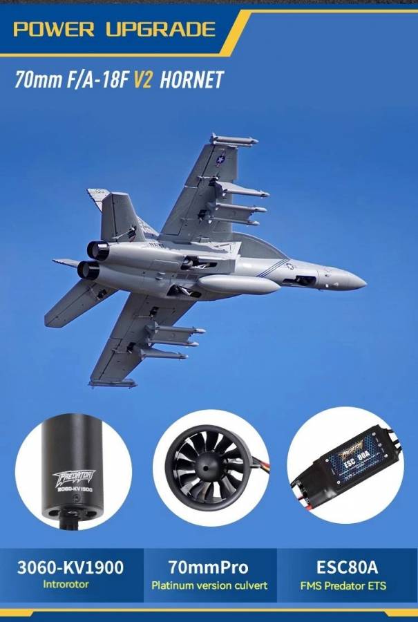RC Letadlo JET FMS 70mm EDF F/A-18F V2 Super Horne