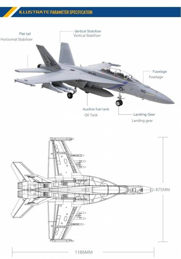 RC Letadlo JET FMS 70mm EDF F/A-18F V2 Super Horne